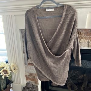 Taupe colored crisscross sweater